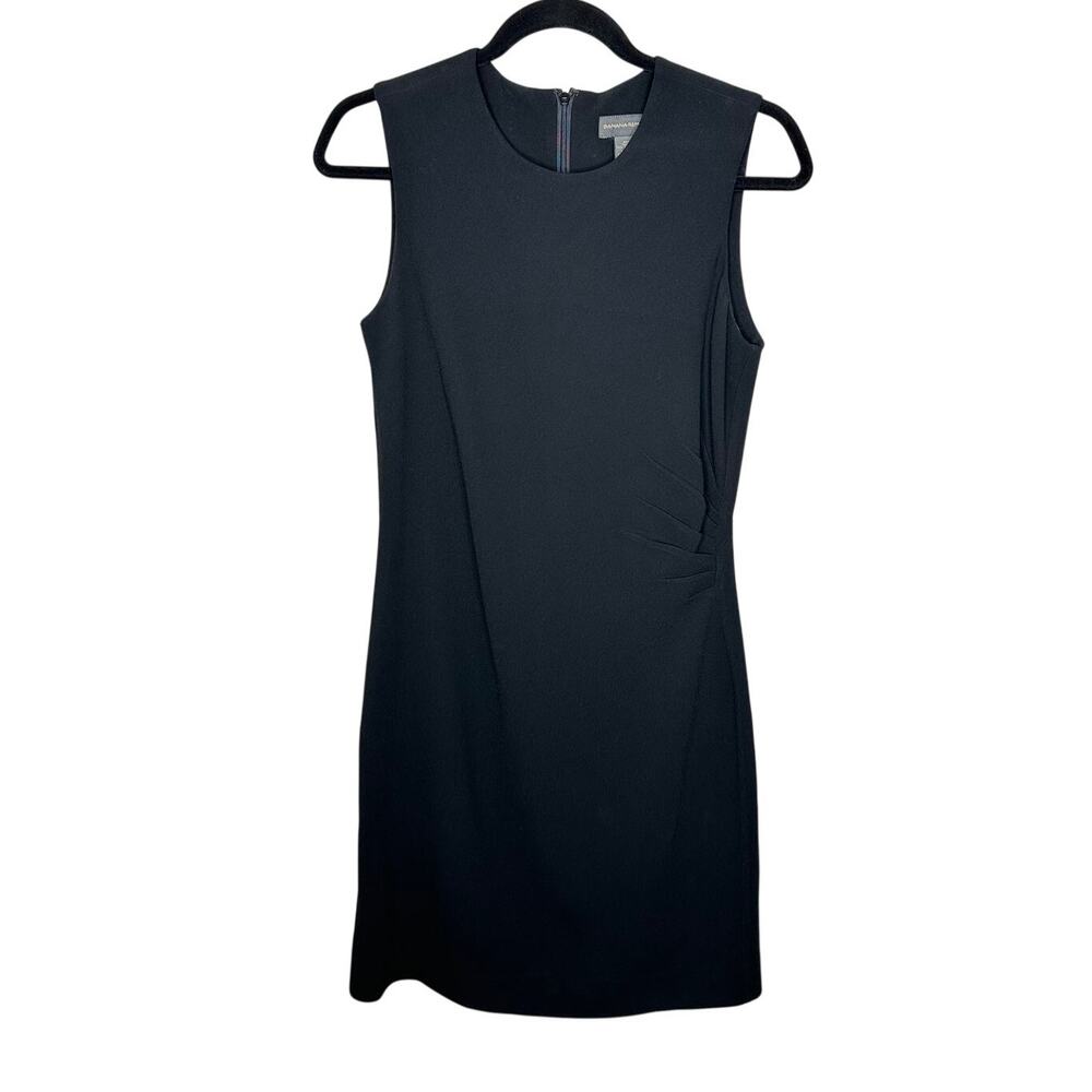 Banana Republic VTG Y2K 2003 Black Sheath Dress 6 Side Ruched Minimalist Midi